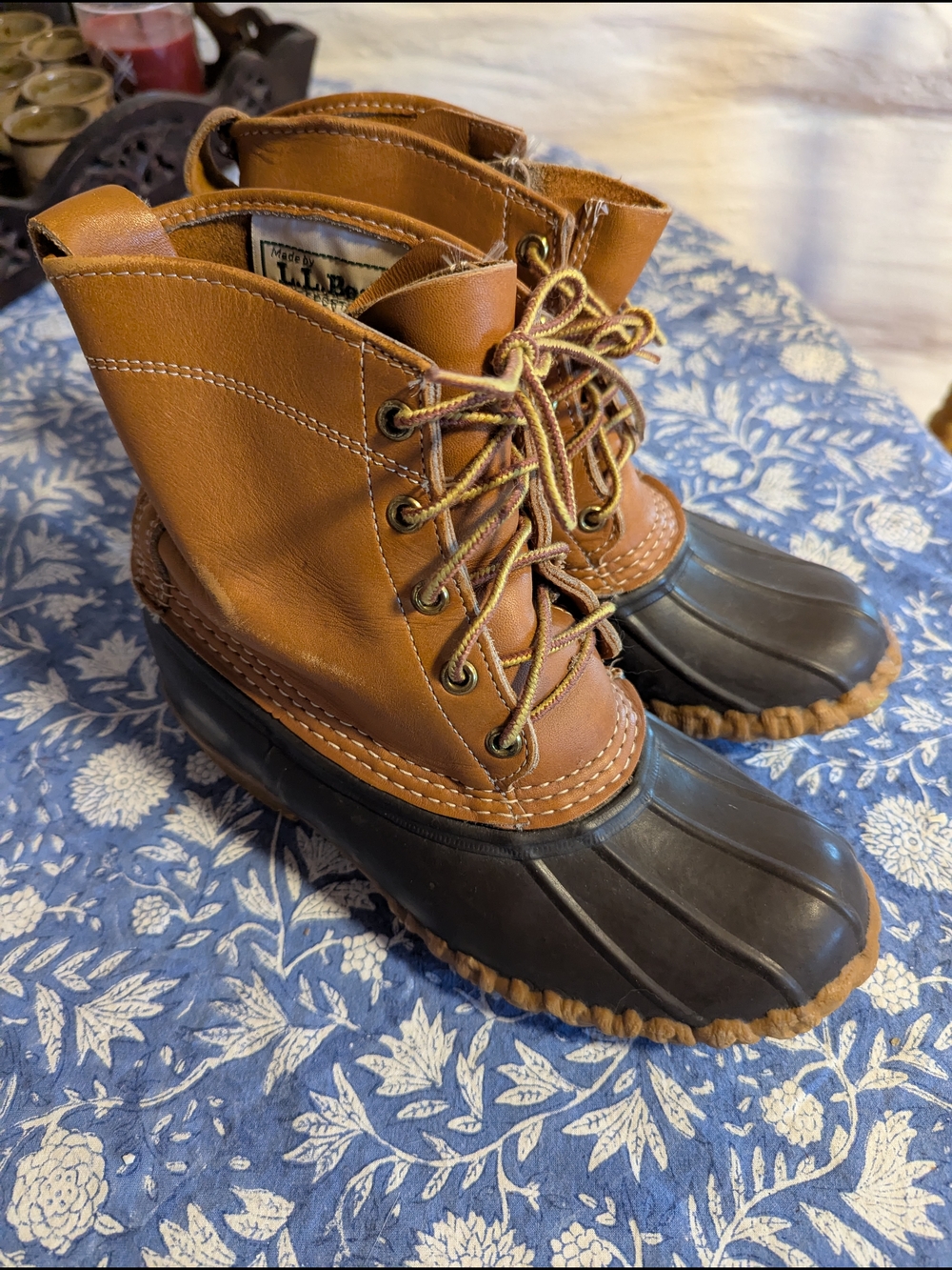 L.L. Bean Brown Leather and Black Rubber Duck Boots
